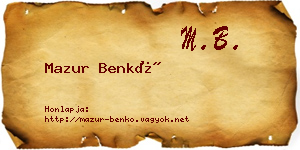 Mazur Benkő névjegykártya